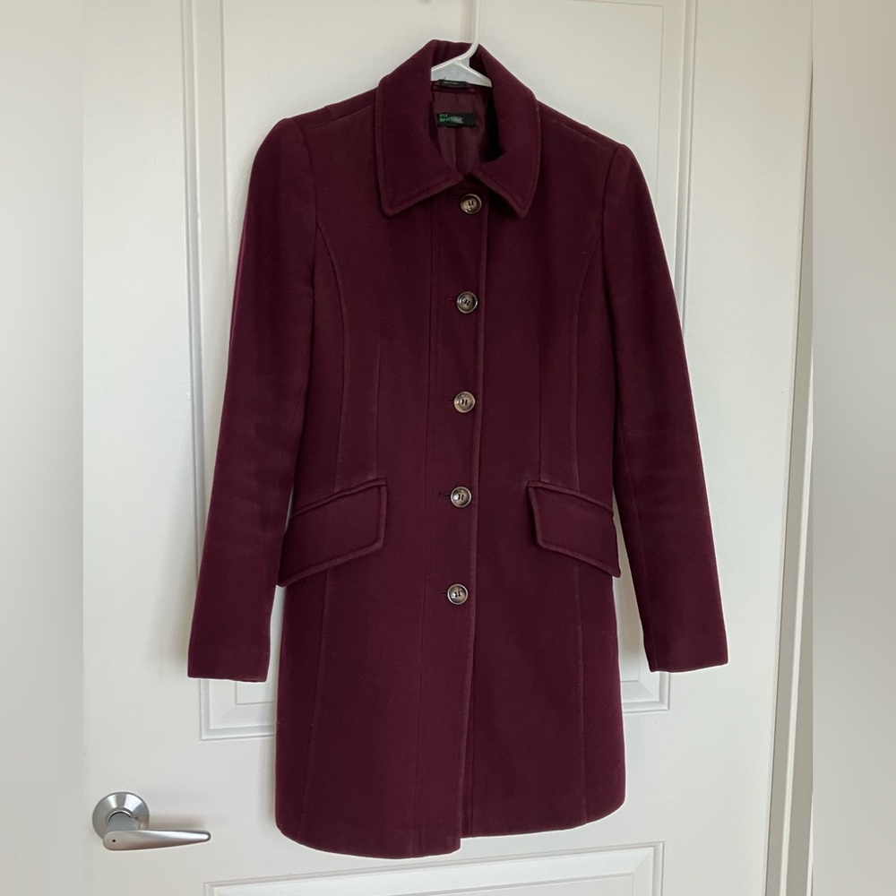 United Colors of Benetton Wool Coat in Wine